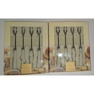 8 Lenox Sea Sand & sky Shrimp Forks Cocktail